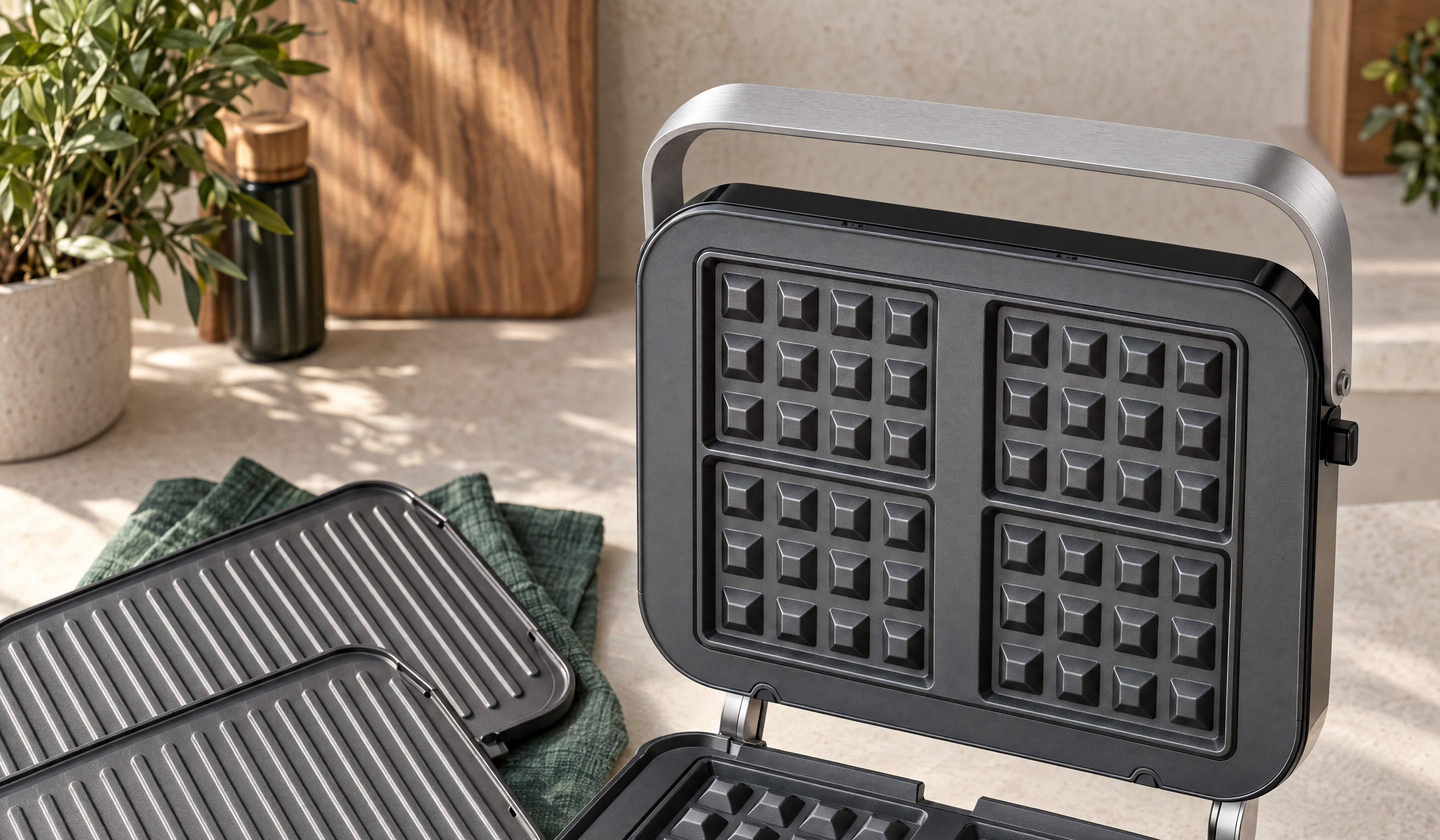 CG1W mit wechselbaren Grill- und Waffelplatten