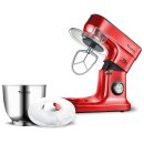 Multifunktions-Küchenmaschine, rot, Rühr- / Knetmaschine, Teigkneter mit stufenloser Geschwindigkeit, 6,5 Liter Edelstahlschüssel