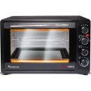 TurboTronic Minibackofen - EV45 - mit Umluft und Drehspieß 45 Liter, Schwarz, inkl. 2x Backblech, 2000W Mini Tisch Backofen Camping Pizzaofen Klein/Groß