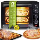 TurboTronic Minibackofen - EV35 - mit Umluft und Drehspieß 35 Liter, Schwarz, inkl. 2x Backblech, 1600W Mini Tisch Backofen Camping Pizzaofen Klein/Groß