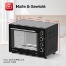 TurboTronic Minibackofen - EV35 - mit Umluft und Drehspieß 35 Liter, Schwarz, inkl. 2x Backblech, 1600W Mini Tisch Backofen Camping Pizzaofen Klein/Groß