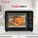 TurboTronic Minibackofen - EV35 - mit Umluft und Drehspieß 35 Liter, Schwarz, inkl. 2x Backblech, 1600W Mini Tisch Backofen Camping Pizzaofen Klein/Groß