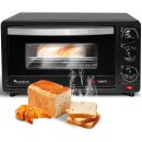 TurboTronic Minibackofen - EV14 - 14 Liter Schwarz, inkl. 1x Grillrost, 1200W Mini Tischbackofen Camping Pizzaofen Kleiner Ofen 100-230°C Mini Backofen
