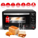 TurboTronic Minibackofen - EV14 - 14 Liter Schwarz, inkl. 1x Grillrost, 1200W Mini Tischbackofen Camping Pizzaofen Kleiner Ofen 100-230°C Mini Backofen