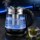 TurboTronic Glas-Wasserkocher – TT-LED11 – 2200 W, 1,5 l, Temperaturwahl, herausnehmbares Teesieb, Warmhaltefunktion, 100 % plastikfrei