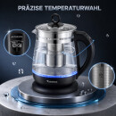 TurboTronic Glas-Wasserkocher – TT-LED11 – 2200 W, 1,5 l, Temperaturwahl, herausnehmbares Teesieb, Warmhaltefunktion, 100 % plastikfrei
