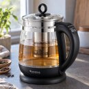 TurboTronic TT-LED11 Glas Wasserkocher & Teekocher, 1,5 l, 2200 W, Temperaturwahl, herausnehmbares Edelstahl-Teesieb, LED-Beleuchtung