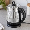 TurboTronic TT-LED11 Glas Wasserkocher & Teekocher, 1,5 l, 2200 W, Temperaturwahl, herausnehmbares Edelstahl-Teesieb, LED-Beleuchtung