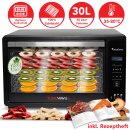 TurboTronic Dörrgerät TurboWave – DFD30 – BIO, 30 l, 35–80 °C, komplett aus Metall, 8 Ebenen, für Obst, Gemüse, Fleisch und Pilze, Edelstahl