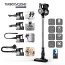 TurboTronic Akku Staubsauger - IQ8 - 22.2V LI-ION, kabelloser 2 in 1 Boden- /Handstaubsauger, beutellos, ultra-Leichtgewicht, extrem starke Saugkraft > 8 kPa, inkl. umfangreichem Zubehör Schwarz