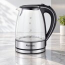 TurboTronic elektrischer Glas Wasserkocher TT-LED01, 1,7 l, 2200 W, blaue Innen-LED, Kalkfilter, 360°-Basis, BPA-frei