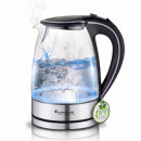 TurboTronic Wasserkocher – TT-LED01 – 2200 W Glas-Wasserkocher, 1,7 l Fassungsvermögen, blaue LED-Innenbeleuchtung, BPA-frei