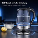 TurboTronic Wasserkocher – TT-LED01 – 2200 W Glas-Wasserkocher, 1,7 l Fassungsvermögen, blaue LED-Innenbeleuchtung, BPA-frei
