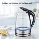 TurboTronic Wasserkocher – TT-LED01 – 2200 W Glas-Wasserkocher, 1,7 l Fassungsvermögen, blaue LED-Innenbeleuchtung, BPA-frei