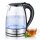 TurboTronic elektrischer Glas Wasserkocher TT-LED01, 1,7 l, 2200 W, blaue Innen-LED, Kalkfilter, 360°-Basis, BPA-frei