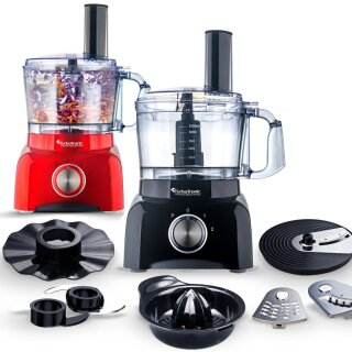 800 W Küchenmaschine 1,2 L Behälter Zerkleinerer Zitruspresse Mixer schwarz rot