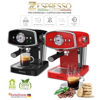 Kaffeemaschine, Espressomaschine, Siebträger, Milchaufschäumer, Retro, 19 Bar