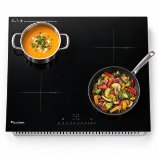 TurboTronic IC4 – Autarkes Einbau-Induktionskochfeld 60 cm (59 x 52 cm), 4 Kochzonen, 7400 W, 99-Minuten-Timer, Touchbedienung, Kindersicherung, Kristallglas