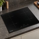 TurboTronic IC4 – Autarkes Einbau-Induktionskochfeld 60 cm (59 x 52 cm), 4 Kochzonen, 7400 W, 99-Minuten-Timer, Touchbedienung, Kindersicherung, Kristallglas