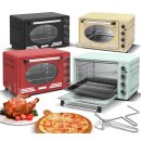 TurboTronic Minibackofen - EV45R - mit Umluft und Drehspieß 45 Liter, inkl. Backblech, 2000W Mini Tisch Backofen Camping Pizzaofen Klein/Groß Vintage Retro