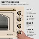 TurboTronic Minibackofen - EV45R - mit Umluft und Drehspieß 45 Liter, inkl. Backblech, 2000W Mini Tisch Backofen Camping Pizzaofen Klein/Groß Vintage Retro
