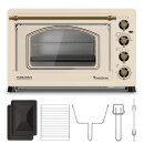 TurboTronic Minibackofen - EV45R - mit Umluft und Drehspieß 45 Liter, inkl. Backblech, 2000W Mini Tisch Backofen Camping Pizzaofen Klein/Groß Vintage Retro