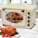 TurboTronic Minibackofen - EV45R - mit Umluft und Drehspieß 45 Liter, inkl. Backblech, 2000W Mini Tisch Backofen Camping Pizzaofen Klein/Groß Vintage Retro creme