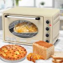 TurboTronic Minibackofen - EV45R - mit Umluft und Drehspieß 45 Liter, inkl. Backblech, 2000W Mini Tisch Backofen Camping Pizzaofen Klein/Groß Vintage Retro creme