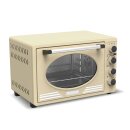 TurboTronic Minibackofen - EV45R - mit Umluft und Drehspieß 45 Liter, inkl. Backblech, 2000W Mini Tisch Backofen Camping Pizzaofen Klein/Groß Vintage Retro creme