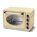 TurboTronic Minibackofen - EV45R - mit Umluft und Drehspieß 45 Liter, inkl. Backblech, 2000W Mini Tisch Backofen Camping Pizzaofen Klein/Groß Vintage Retro creme