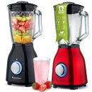 TurboTronic Standmixer - BG6 - 1400 Watt mit 1,5L Glasbehälter Edelstahl Silber, Glas Smoothie Mixer / Maker Ice Crush Funktion Milchshaker Blender BPA FREI