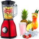 TurboTronic Standmixer - BG6 - 1400 Watt mit 1,5L Glasbehälter Edelstahl Silber, Glas Smoothie Mixer / Maker Ice Crush Funktion Milchshaker Blender BPA FREI Rot