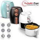 TurboTronic Heissluftfritteuse Retro 3 Liter - AF3 - Heißluftfritteuse, Airfryer, Fritteuse ohne Fett / Öl, 90°C 210°C Heiß Luftfritteuse Air Friteuse Power