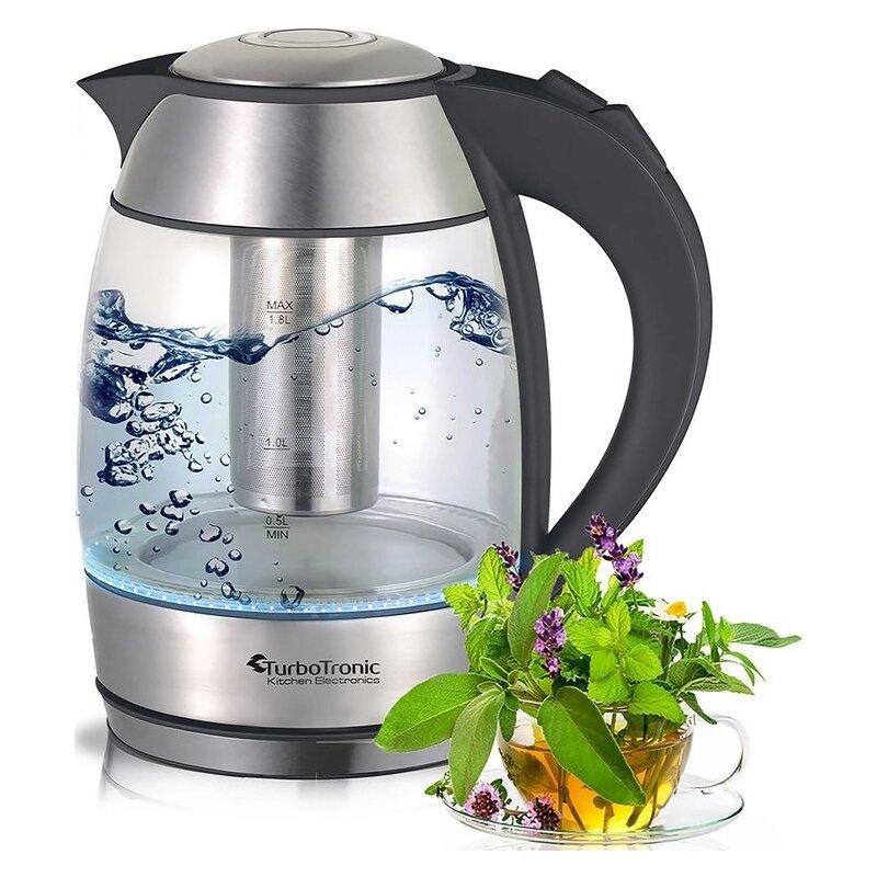 2200 Watt Glas Wasserkocher mit Teesieb aus Edelstahl 1,8 Liter LED B, 17,99 €