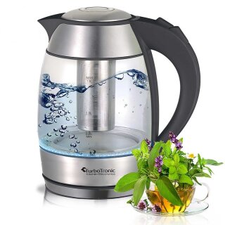2200 Watt Glas Wasserkocher mit Teesieb aus Edelstahl 1,8 Liter LED B, 17,99 €