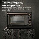 TurboTronic Minibackofen - EV45R - mit Umluft und Drehspieß 45 Liter, inkl. Backblech, 2000W Mini Tisch Backofen Camping Pizzaofen Klein/Groß Vintage Retro schwarz