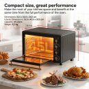 TurboTronic Minibackofen - EV45R - mit Umluft und Drehspieß 45 Liter, inkl. Backblech, 2000W Mini Tisch Backofen Camping Pizzaofen Klein/Groß Vintage Retro schwarz