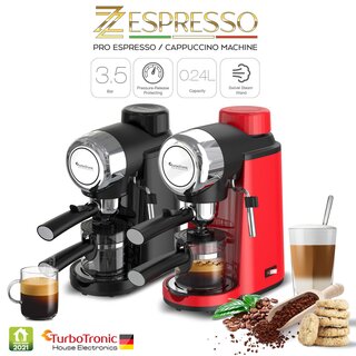 Siebträger Kaffeemaschine mit Milchschäumer, Espressomaschine, Cappuccino Latte