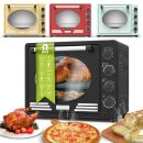 TurboTronic Minibackofen - EV35R - mit Umluft und Drehspieß 35 Liter, inkl. Backblech, 1600W Mini Tisch Backofen Camping Pizzaofen Klein/Groß Vintage Retro