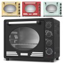 TurboTronic Minibackofen - EV35R - mit Umluft und Drehspieß 35 Liter, inkl. Backblech, 1600W Mini Tisch Backofen Camping Pizzaofen Klein/Groß Vintage Retro