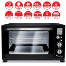 TurboTronic Minibackofen - DEV45 - mit Umluft und Drehspieß 45 Liter, Schwarz, inkl. 2x Backblech, 2000W Mini Tisch Backofen Camping Pizzaofen Klein / Groß digital