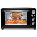 TurboTronic Minibackofen - DEV45 - mit Umluft und Drehspieß 45 Liter, Schwarz, inkl. 2x Backblech, 2000W Mini Tisch Backofen Camping Pizzaofen Klein / Groß digital