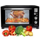 TurboTronic Minibackofen - DEV45 - mit Umluft und Drehspieß 45 Liter, Schwarz, inkl. 2x Backblech, 2000W Mini Tisch Backofen Camping Pizzaofen Klein / Groß digital