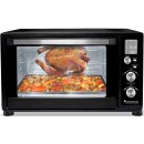 TurboTronic Minibackofen - DEV45 - mit Umluft und Drehspieß 45 Liter, Schwarz, inkl. 2x Backblech, 2000W Mini Tisch Backofen Camping Pizzaofen Klein / Groß digital