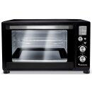 TurboTronic Minibackofen - DEV45 - mit Umluft und Drehspieß 45 Liter, Schwarz, inkl. 2x Backblech, 2000W Mini Tisch Backofen Camping Pizzaofen Klein / Groß digital