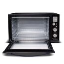 TurboTronic Minibackofen - DEV45 - mit Umluft und Drehspieß 45 Liter, Schwarz, inkl. 2x Backblech, 2000W Mini Tisch Backofen Camping Pizzaofen Klein / Groß digital