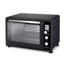 TurboTronic Minibackofen - DEV45 - mit Umluft und Drehspieß 45 Liter, Schwarz, inkl. 2x Backblech, 2000W Mini Tisch Backofen Camping Pizzaofen Klein / Groß digital