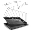 TurboTronic Minibackofen - DEV45 - mit Umluft und Drehspieß 45 Liter, Schwarz, inkl. 2x Backblech, 2000W Mini Tisch Backofen Camping Pizzaofen Klein / Groß digital