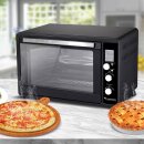 TurboTronic Minibackofen - DEV45 - mit Umluft und Drehspieß 45 Liter, Schwarz, inkl. 2x Backblech, 2000W Mini Tisch Backofen Camping Pizzaofen Klein / Groß digital