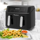 TurboTronic Heißluftfritteuse XXL - DAF5 - doppel Airfryer 1600W / 9L (2x 4,5L Kammer) 12 Programme digitale Heißluft Fritteuse ohne Fett Öl Dual Luftfritteuse Air Friteuse Power